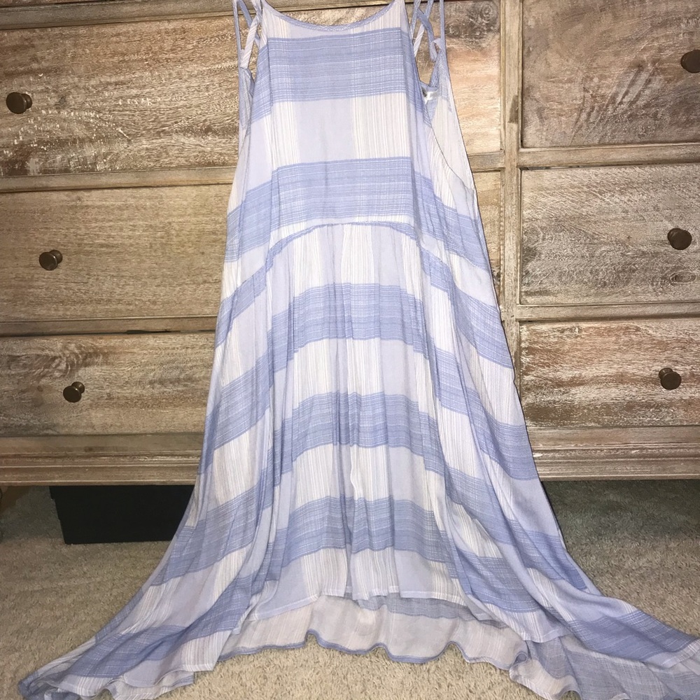 Boutique Blue Plaid High Low Dress - Picture 1 of 4